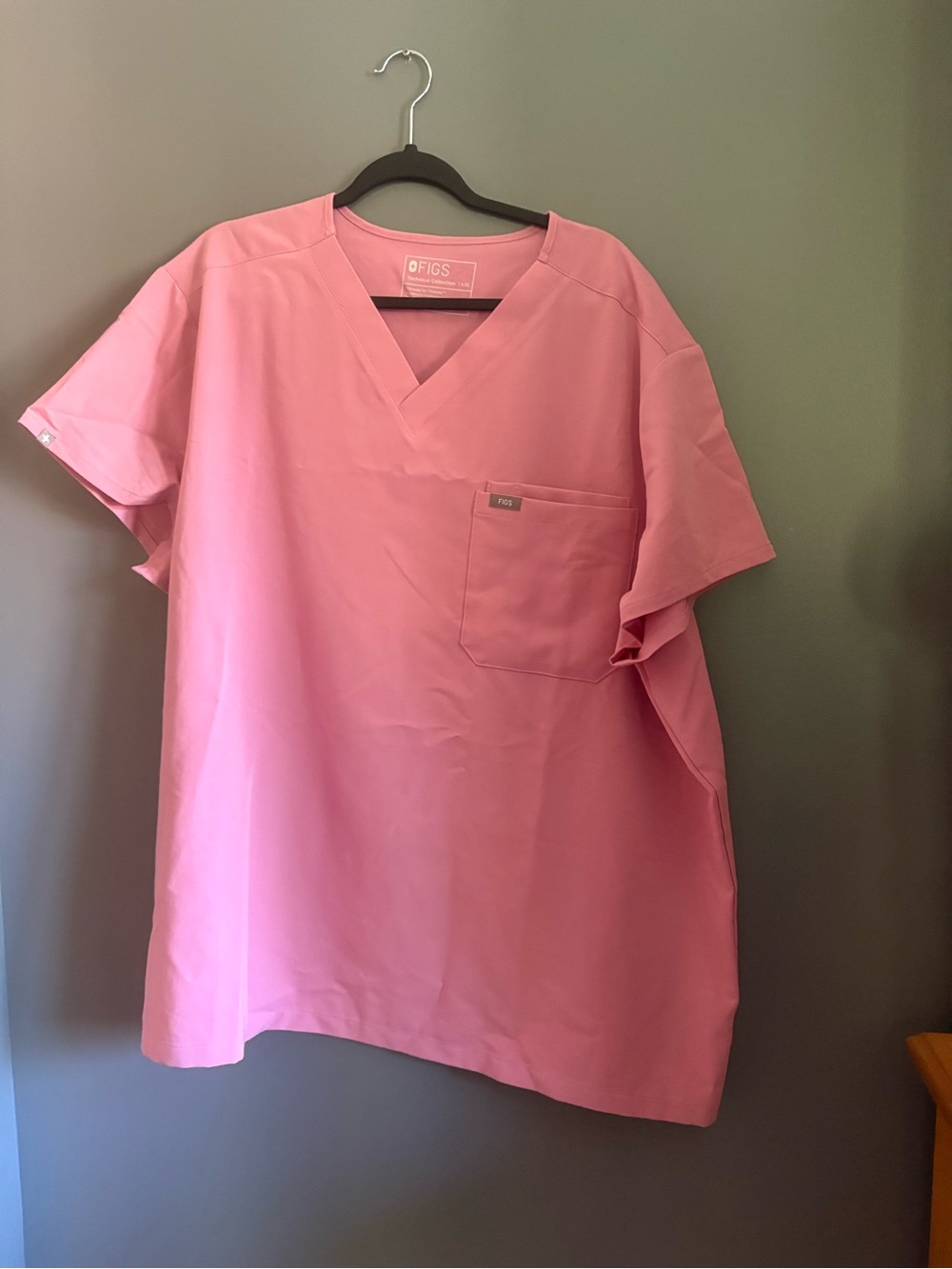 FIGS Women's Pink V-Neck Scrub Top